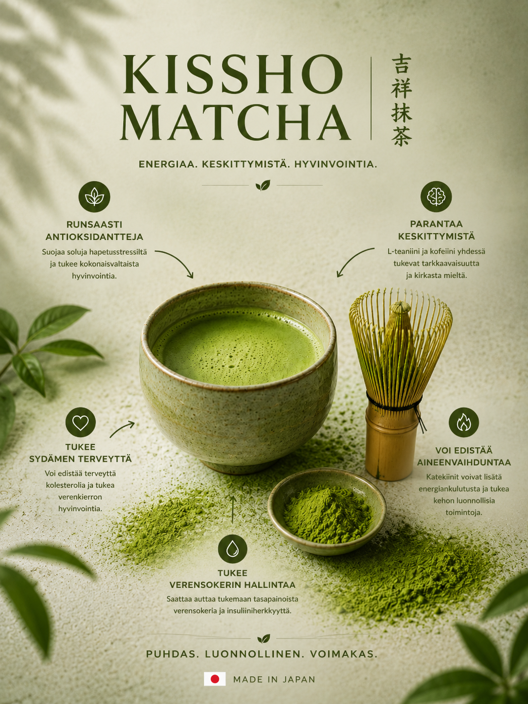 Kissho Matcha tea brand ad