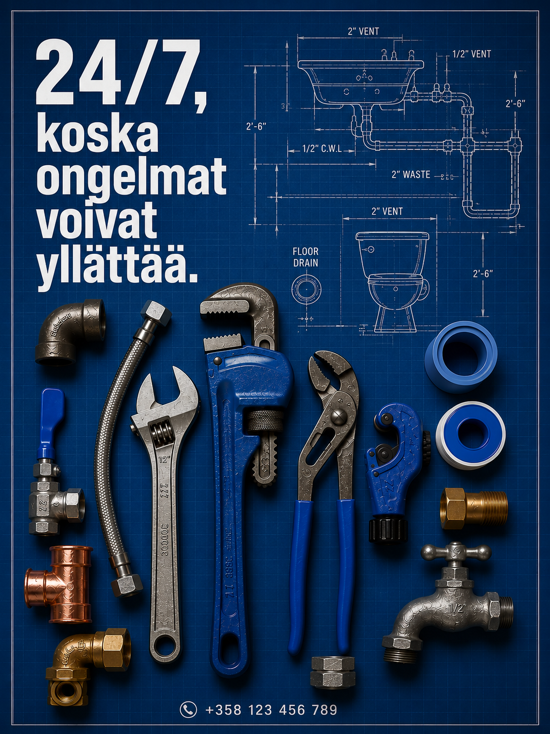 24/7 plumbing services ad